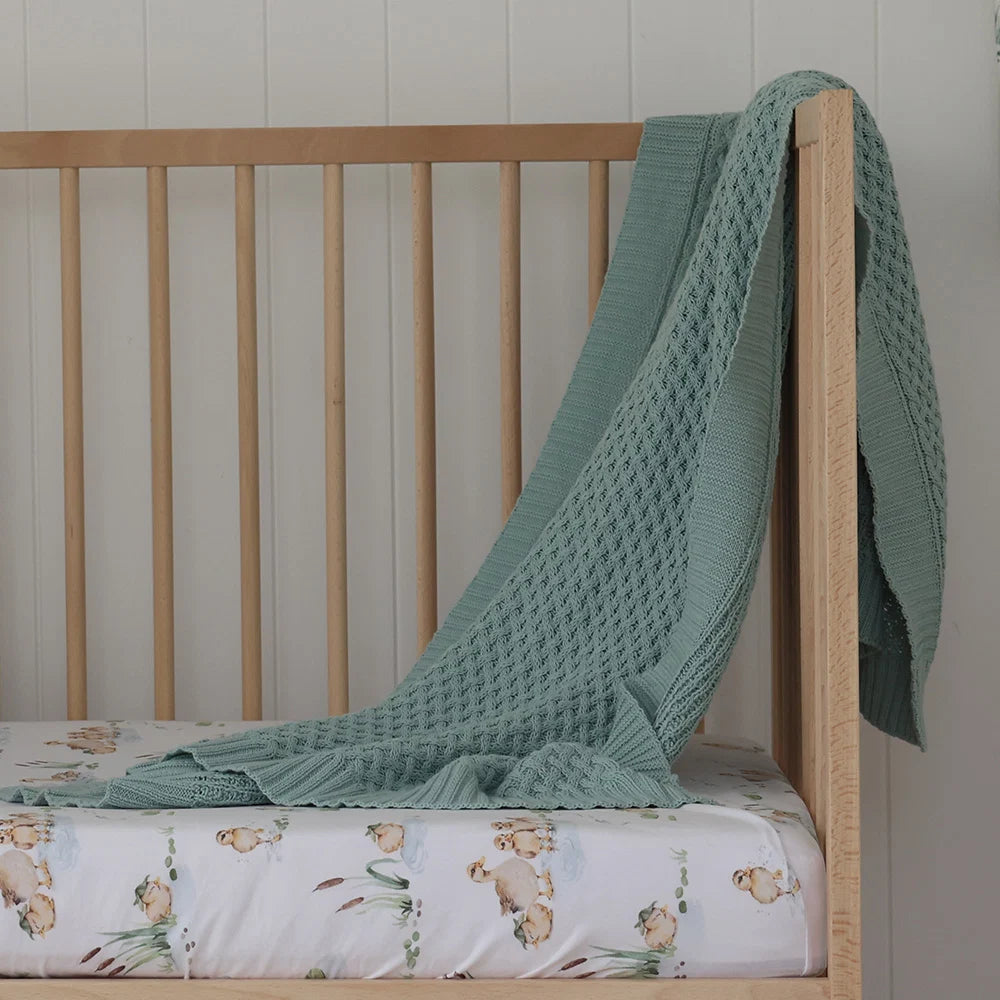 Snuggle Hunny Kids Warm Grey Diamond Knit Organic Baby Blanket
