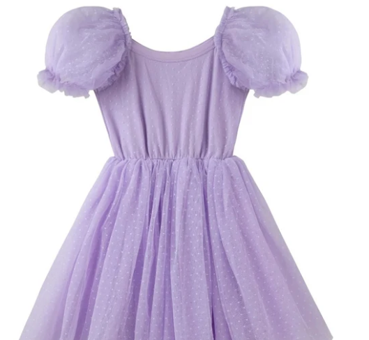 Designer Kidz ELOISE PUFF SLEEVE DRESS - LILAC