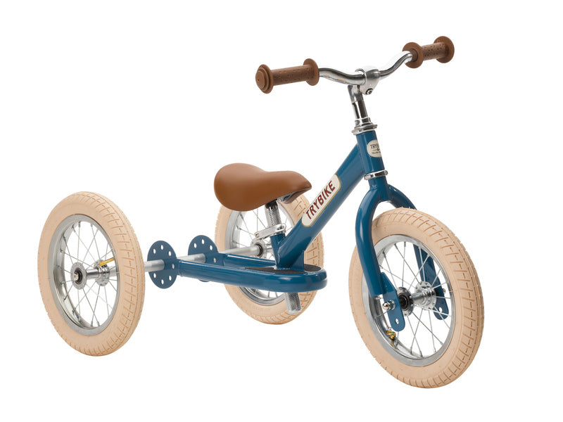 Blue Vintage Trybike, Cream Tyres and Chrome (3 wheel)