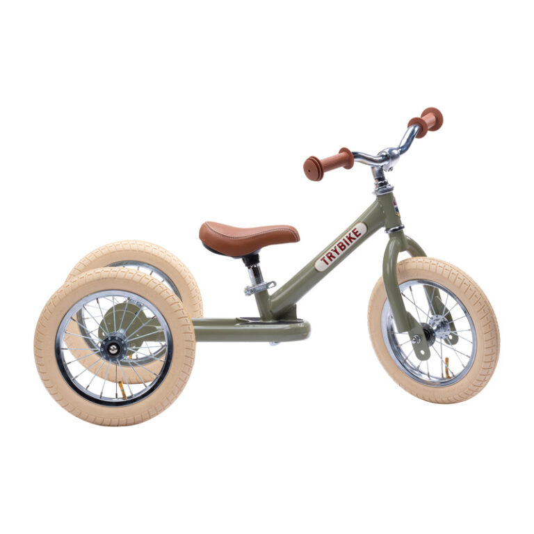 Green Vintage Trybike, Cream Tyres and Chrome (3 wheel)