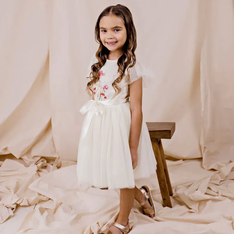 Designer Kidz REINDEER TUTU DRESS - ANTIQUE CREAM