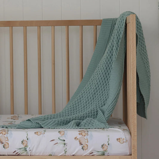 Snuggle Hunny Kids Warm Grey Diamond Knit Organic Baby Blanket